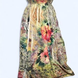 Lapis Pink and Black Smocked Floral Tube Top